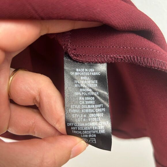 Theory Dolman Shift Dress - Mock Neck Long Sleeve - Burgundy - Picture 8 of 8